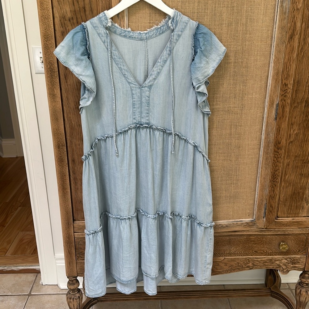 Melissa Nepton Corinna Chambray Tiered Dress